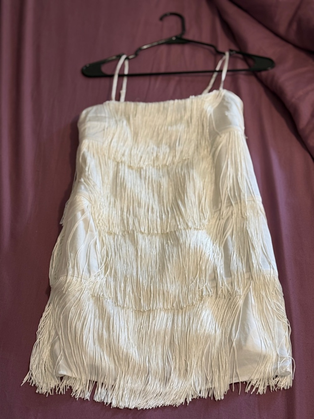 Abercrombie & Fitch White Fringe Spaghetti-Strap Mini Dress - Picture 7 of 7